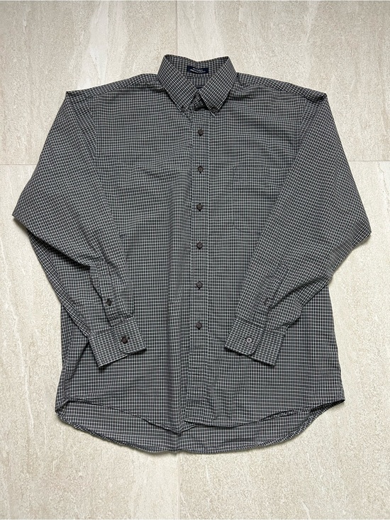 Burberry Other - VINTAGE BURBERRY DARK GREY PLAID BUTTON DOWN SHIRT MENS LARGE EXCELLENT COND